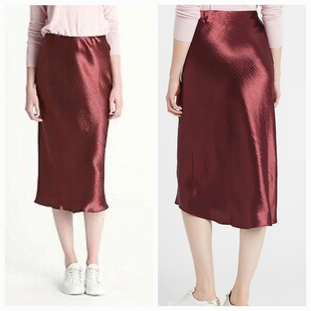 Banana Republic Burgundy Midi Skirt